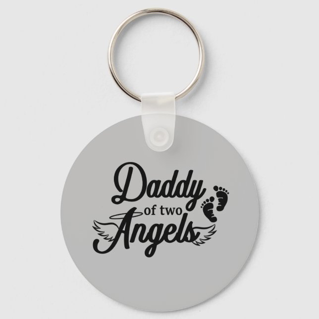 Pappa of Two Änglar Keychain Nyckelring (Framsida)