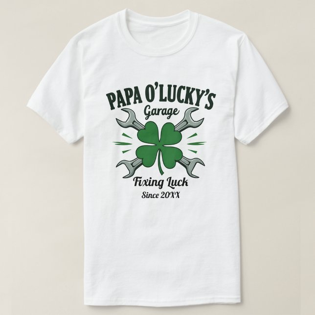 Pappa O'Lucky's Garage Irish Shamrock Auto Repair T Shirt (Skapare uppladdad)