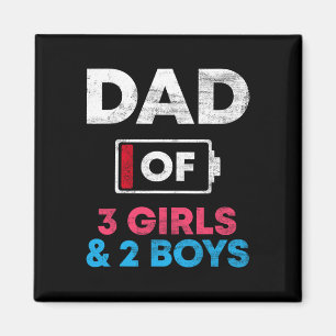 Pappa om 3 flickor och 2 pojkar, låg pappa Far och Magnet