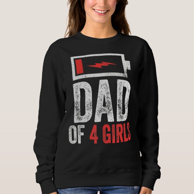 Pappa om 4 flickor från dotter Fars dag Birthda T Shirt (Framsida)