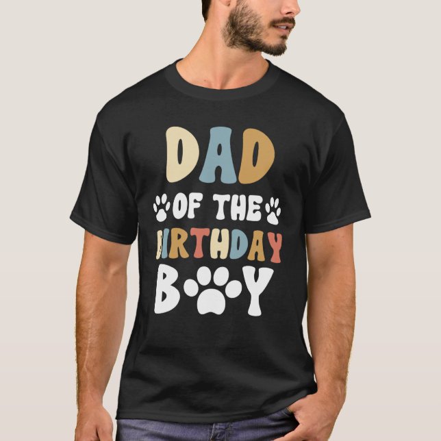 Pappa om födelsedagspojken Hund Tass Bday Party Ce T Shirt (Framsida)