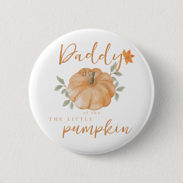Pappa Orange Little Pumpkin Fall Baby Shower Knapp (Framsida)