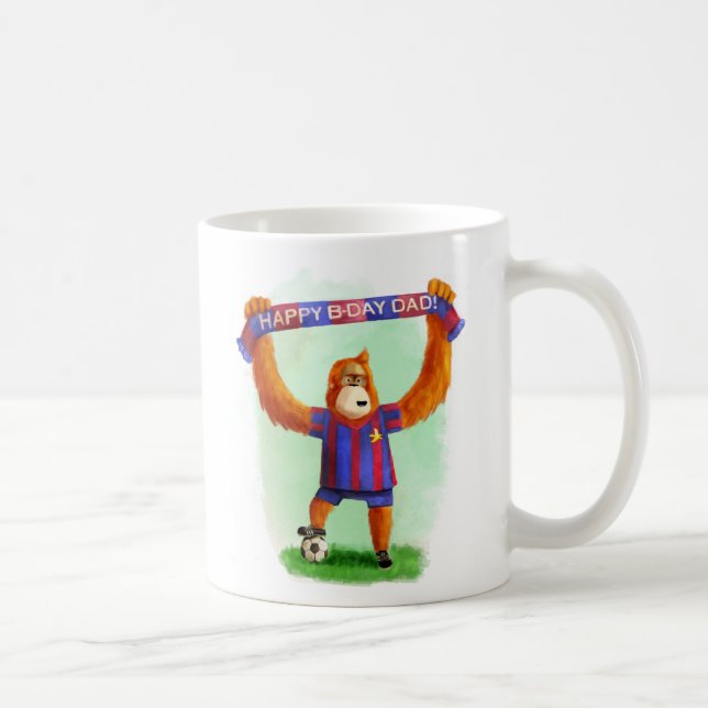 Pappa Orangutan för födelsedagfotboll Kaffemugg (Höger)