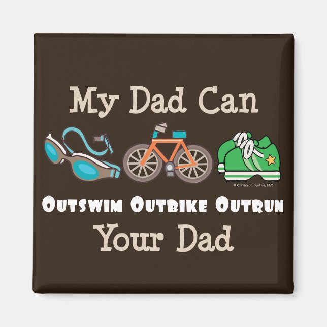 Pappa Outsimfare Outcycle Outrun Triathlon Magnet (Framsidan)