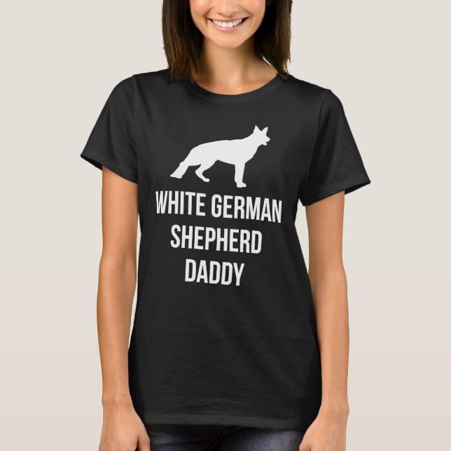 Pappa Owner White German Shepherd Silhouette T Shirt (Framsida)