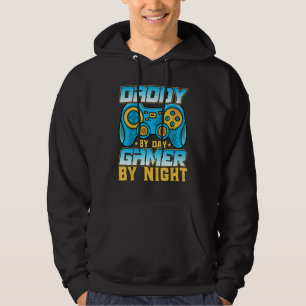 Pappa på dag Gamer på natt Video spel Pappa Gami Hoodie