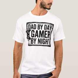 Pappa på dagen Gamer på natten T-Shirt - Rollig Ga