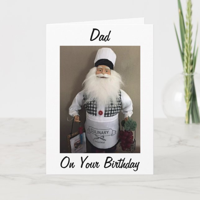 PAPPA-PÅ DIN BIRTHDAY KOMMER VI KOOK (SANTA CHEF) KORT (Framsida)