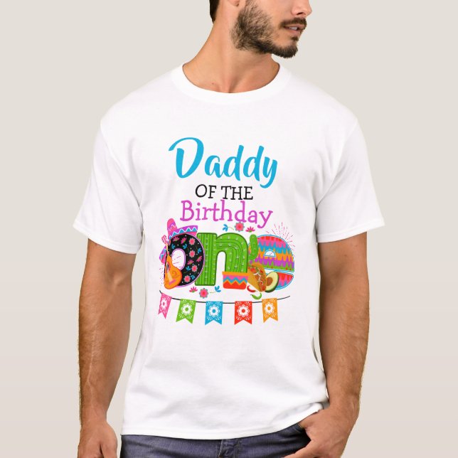 Pappa på födelsedagen En fiesta | Mexiko Party T Shirt (Framsida)