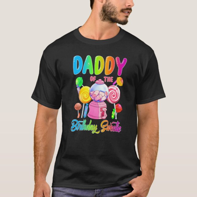 Pappa på födelsedagsknappen Candy Girl Matching T Shirt (Framsida)