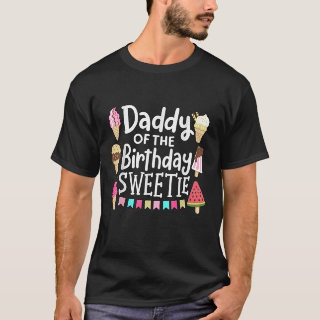 Pappa på födelsedagstynnen Ice Cream Matching F T Shirt (Framsida)