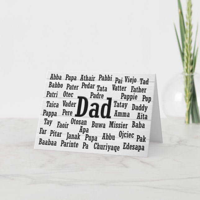 Pappa på många språk kort (Framsida)
