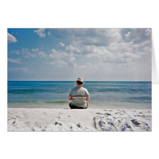 pappa på stranden hälsningskort