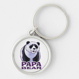 Pappa Panda Bear Rund Silverfärgad Nyckelring