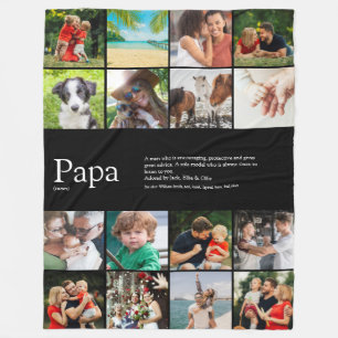 Pappa Papa Alltid Definition Foto Collage Svart Fleecefilt