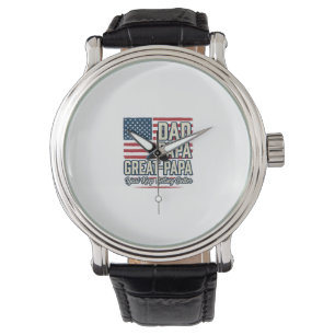 Pappa Papa Farfar Patriotisk Vintage Familj Tröja Armbandsur
