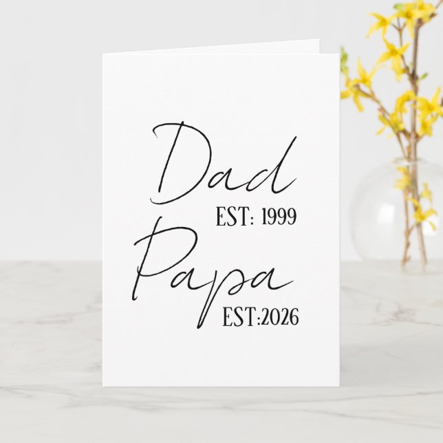 Pappa & Pappa EST Personlig | Ny farfarpresent Kort (Gul blomma)