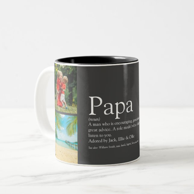 Pappa Pappa Far Definition 4 Fotokollage Grå Två-Tonad Mugg (Framsida vänster)
