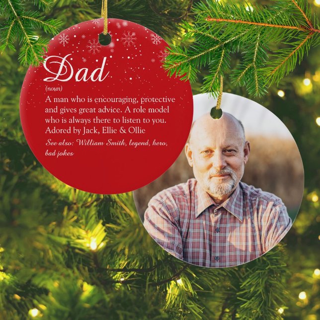 Pappa pappa Far Definition Photo jul Julgransprydnad Keramik (Dad Daddy Father Definition Photo Christmas Ceramic Ornament)