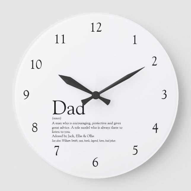 Pappa Pappa Far Quote Black och White Stor Klocka (Framsida)