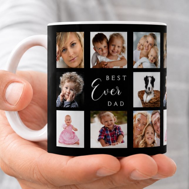 Pappa pappa fotokollage svart kaffemugg (Skapare uppladdad)
