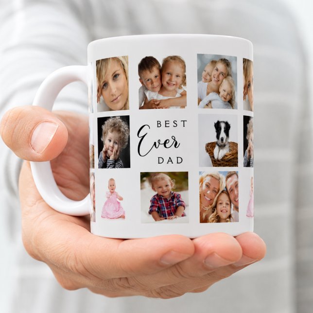 Pappa pappa fotokollage vitt svart kaffemugg (Skapare uppladdad)