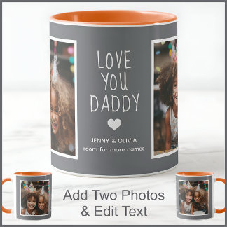 Pappa Pappa Kärlek You 2 Photos Modern Mid Grått C Mugg