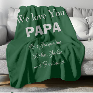 Pappa Pappa Pappa Far Gift Script Namn Coola Grönt Fleecefilt
