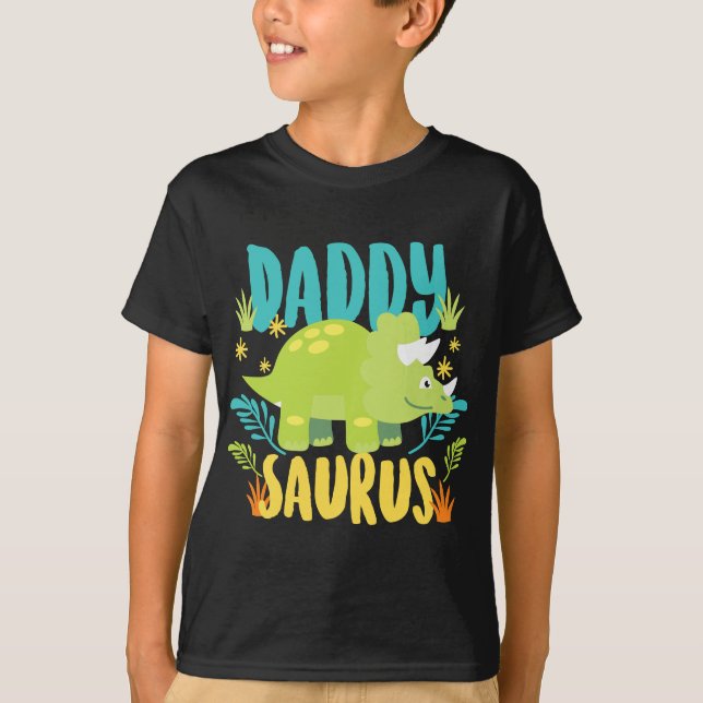Pappa Pappa Saurus Rex Dinosaur Dino för Far T Shirt (Framsida)