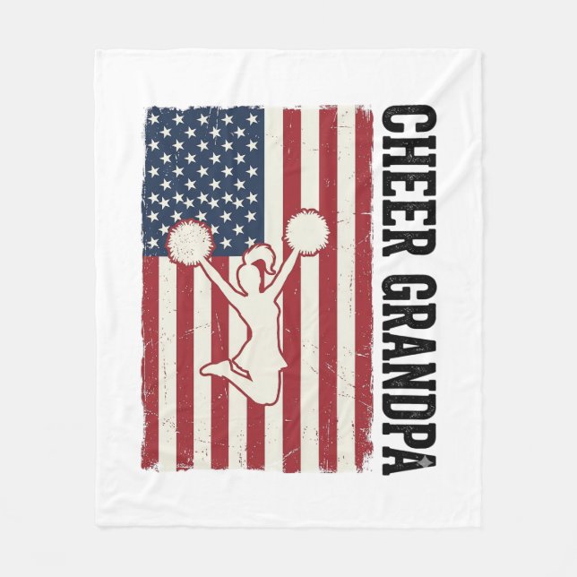 Pappa Patriotisk Vintage Flagga Tröja Design_ Fleecefilt (Framsidan)
