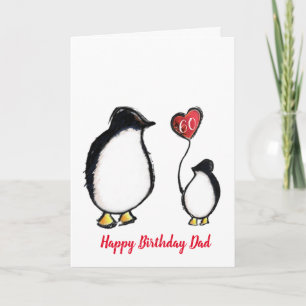 Pappa penguin 60 eller något födelsedagskort kort