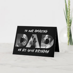 Pappa Photo Brev Black-text, unik text, födelsedag Kort