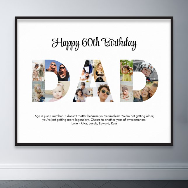 Pappa Photo Collage Cutout Fars dag Birthday Poster (dad photo collage poster)