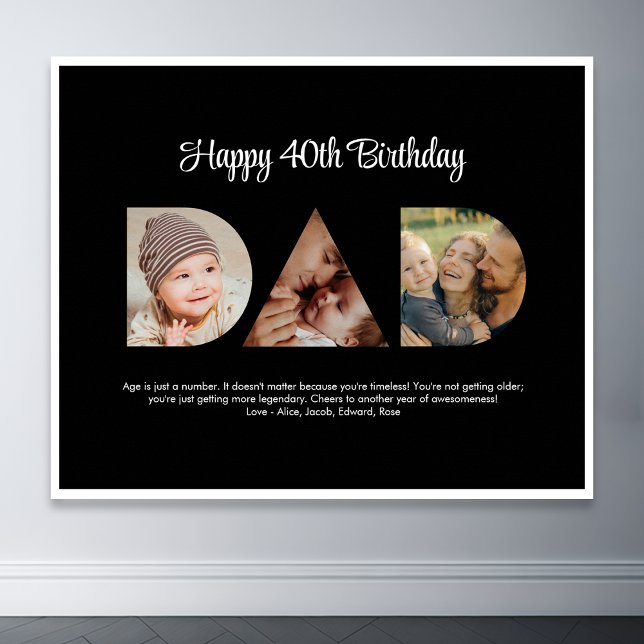Pappa Photo Collage Cutout Fars dag Birthday Poster (Dad photo collage poster)