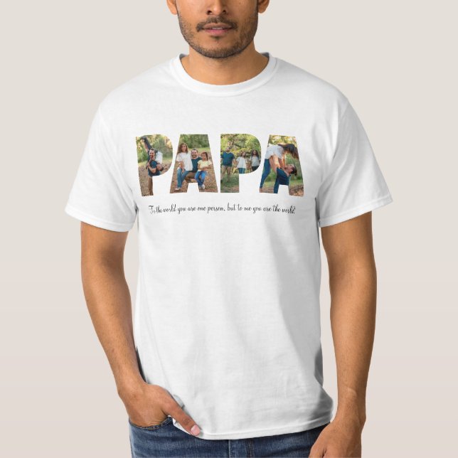 Pappa Photo Collage Shirt för Fars dag T Shirt (Framsida)