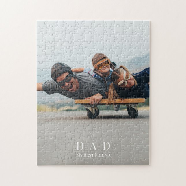 Pappa Photo Family Minimalist Anpassningsbar Puzzl Pussel (Vertikal)