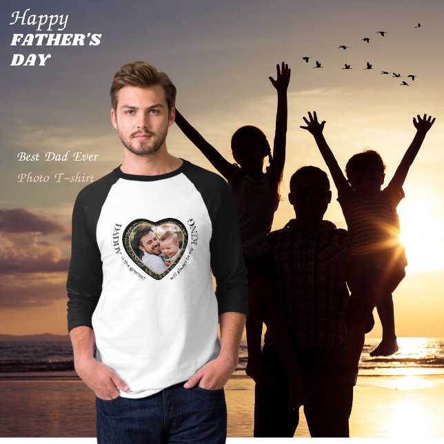 Pappa Photo Heart Shape T Shirt (Daddy Photo Heart Shape T-Shirt (Front Full))