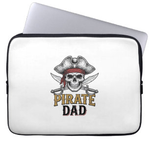 Pappa Pirat Dödskalle Svärd Vintage Gravyr Tröja_1 Laptop Fodral