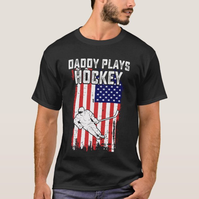 Pappa Plays Hockey, Hockey pappa T Shirt (Framsida)