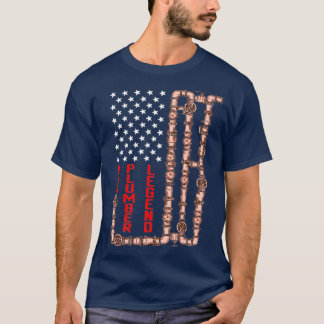 Pappa Plumber Legend American Flagga Fars dag T Shirt
