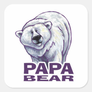 Pappa Polar Bear Fyrkantigt Klistermärke