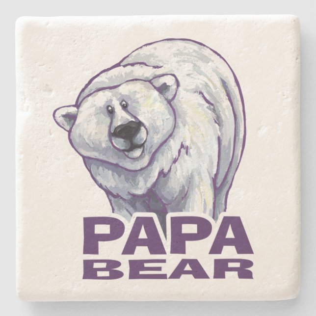 Pappa Polar Bear Underlägg Sten (Framsidan)
