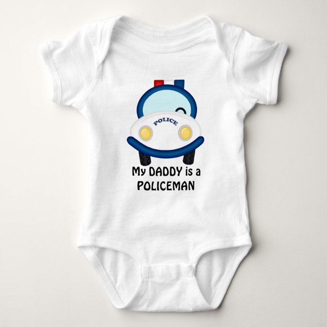Pappa Policeman unisex baby bodykostdräkt T-shirt (Framsida)