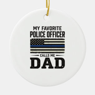 Pappa polis vintage flagga skjorta design_1 julgransprydnad keramik