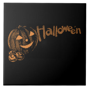 Pappa Posse of Halloween Jack o lantern Kakelplatta