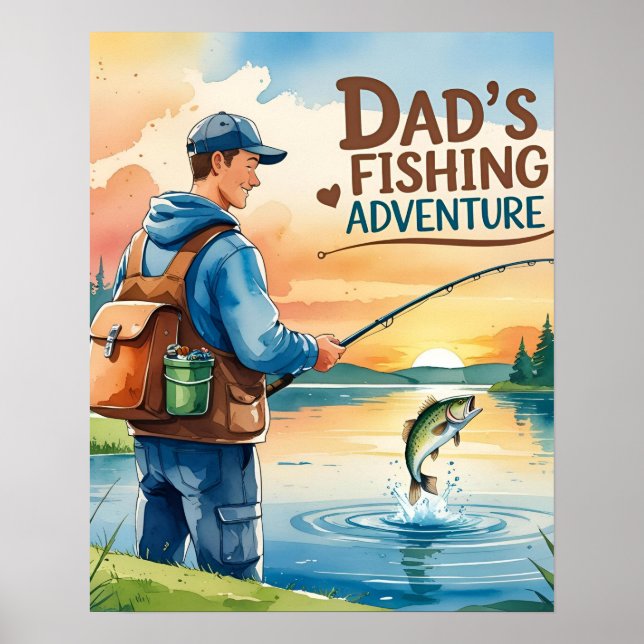 Pappa Poster Lakeside Fishing Äventyr (Framsidan)