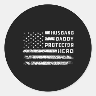 Pappa Protector Hero American Flagga Fars dag Runt Klistermärke