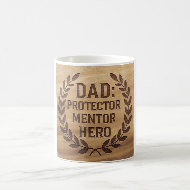 Pappa: Protector, Mentor, Hero: Engraved Image Kaffemugg (Center)
