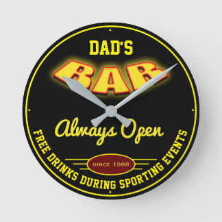 Pappa Pub Gult Neon Effect Valfri dryck Rund Klocka