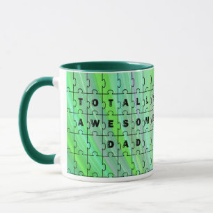 Pappa Puzzle Grönt Puzzle Mugg, helt Fantastisk Mugg